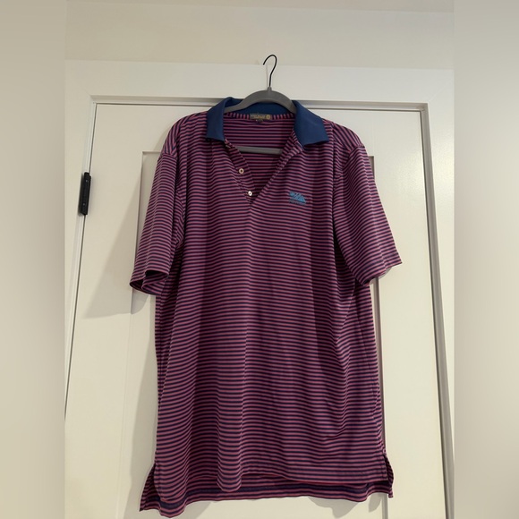 Peter Millar Other - PGA WEST Peter Millar Navy and Fuschia Striped Polo